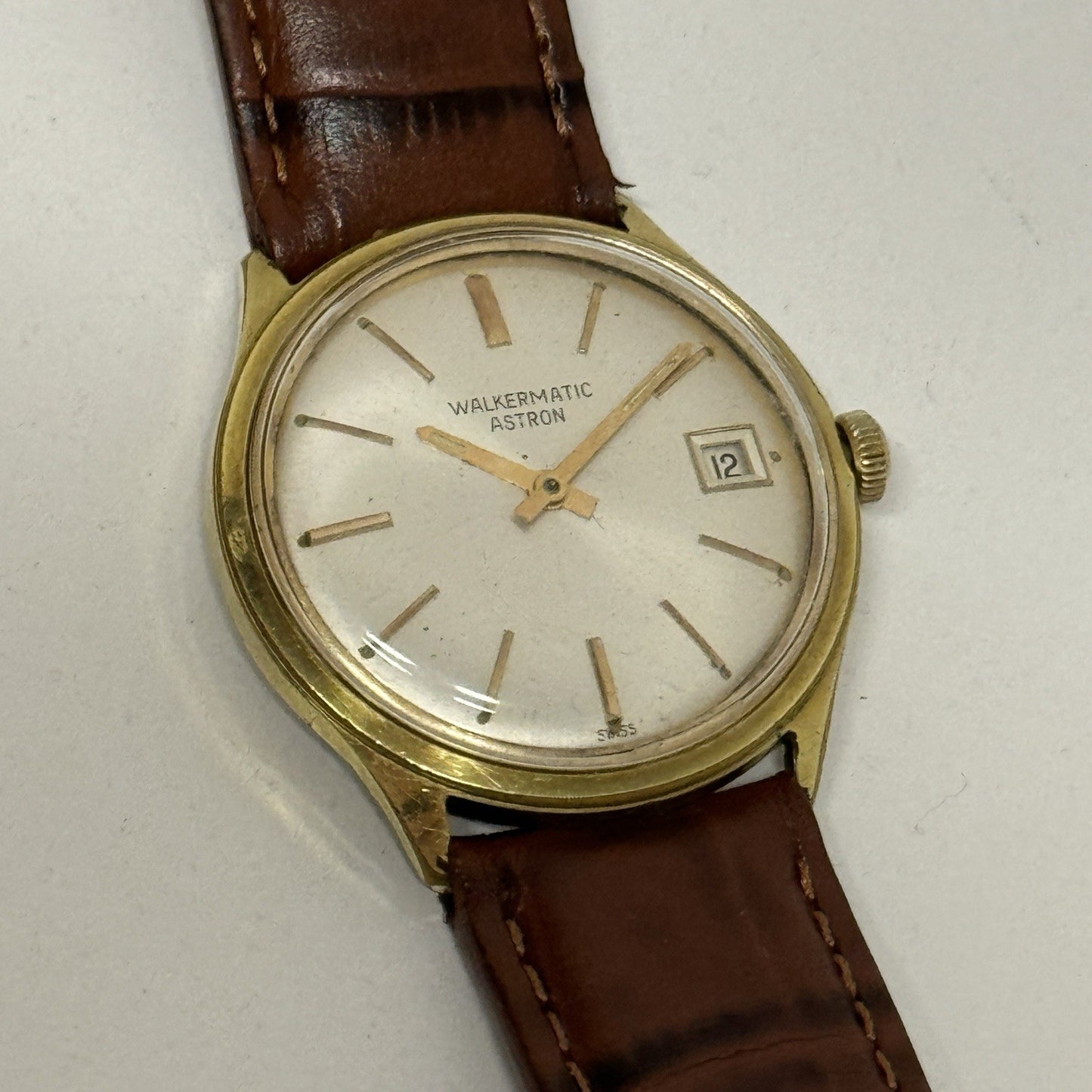 34mm Mens Walkermatic Astron ETA 2472 Automatic Vintage Watch Running To Service