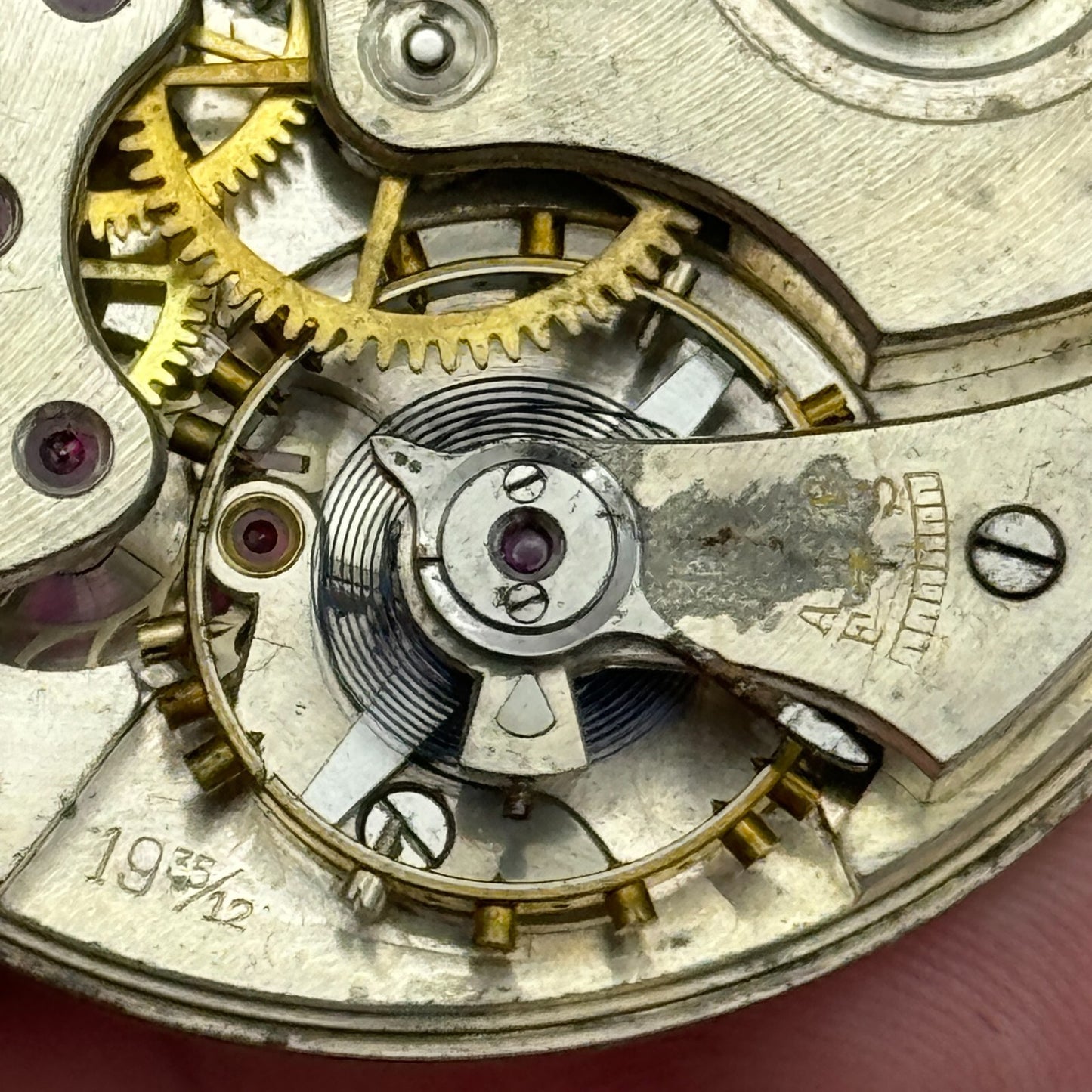 42.8mm Buren 19 35/12 Swiss Open Face J G Graves Pocket Watch Movement PARTS