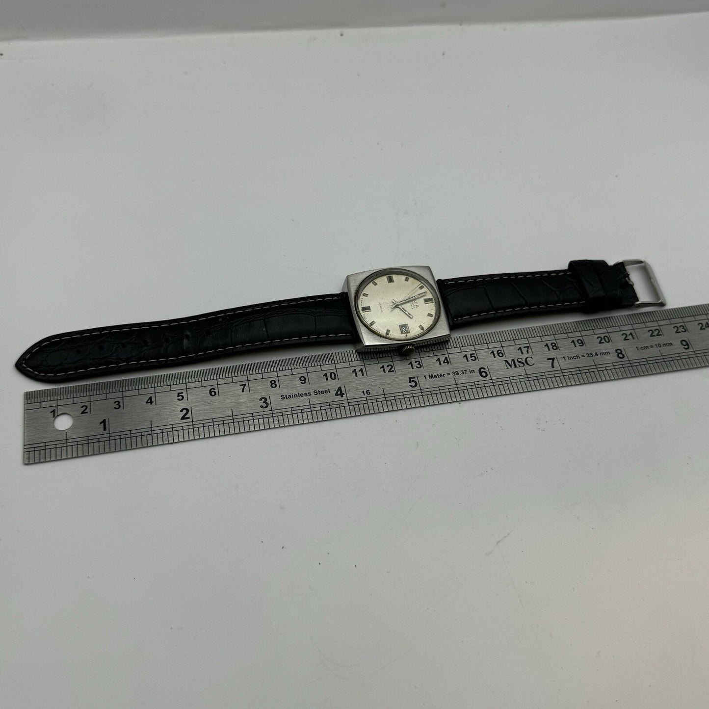 32mm Mens Avia Matic Automatic Sweep Seconds Square Watch FOR PARTS TO RESTORE