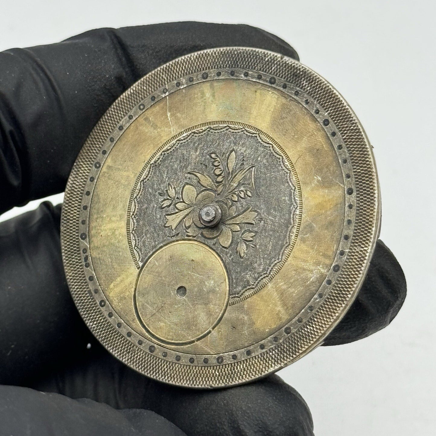 45.6mm Unidentified Beautiful Dial Partial Pocket Watch Movement FOR PARTS