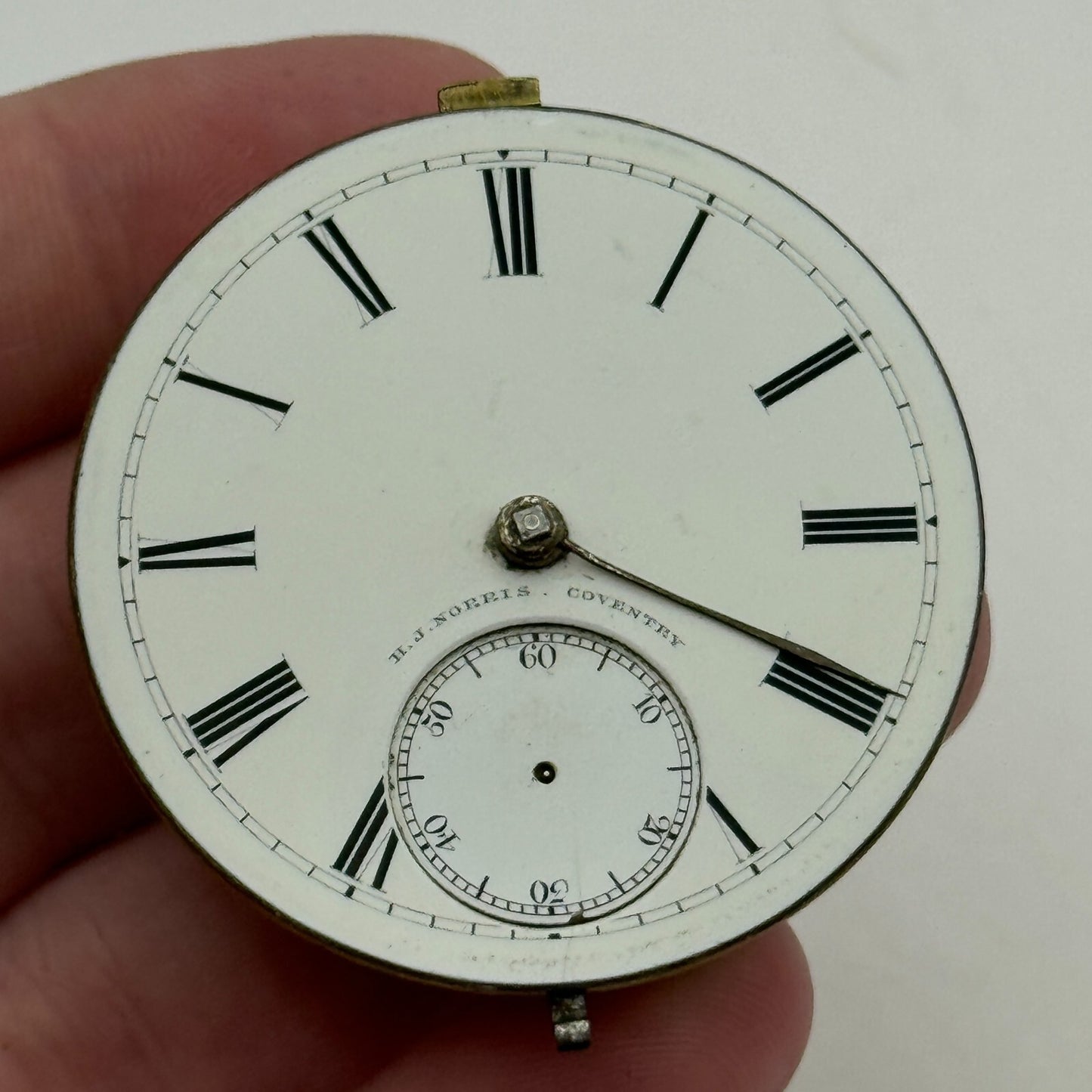 44.6mm Antique H J Norris Coventry Balance Intact Pocket Watch Movement PARTS