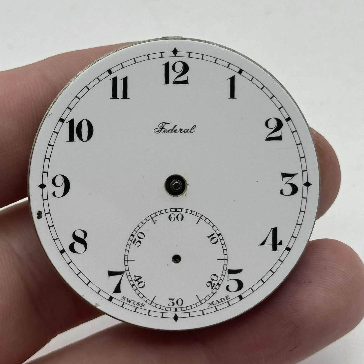 42.9mm Manual Wind Federal Porcelain Dial Pocket Watch Movement FOR PARTS