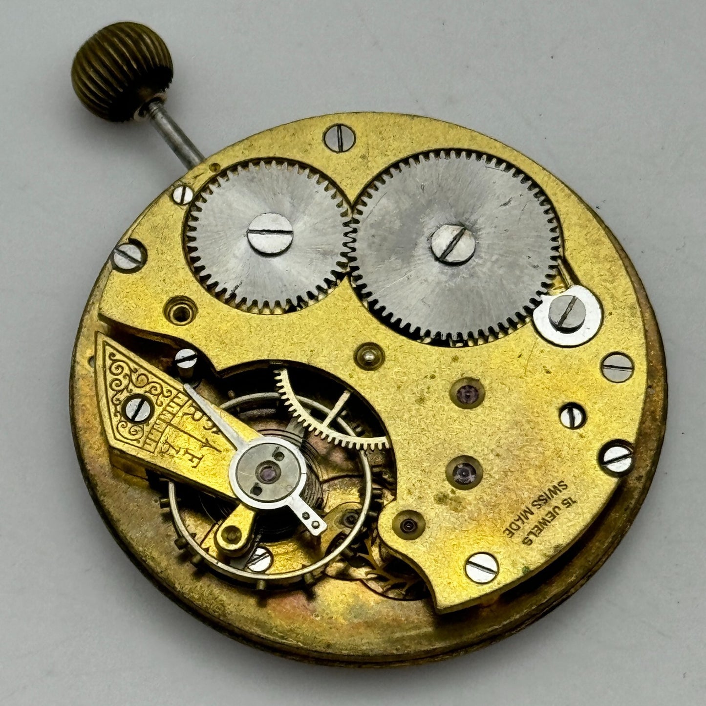 42.9mm Open Face Balance Intact Swiss 15 Jewels Pocket Watch Movement PARTS