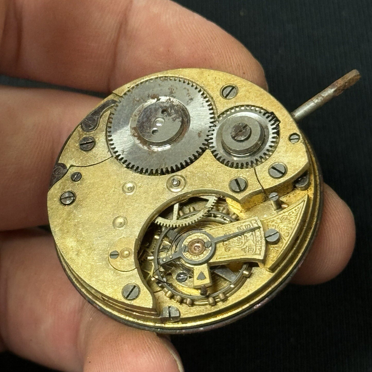 41.6mm Open Face Good Quality Unidentified Pocket Watch Movement To Restore