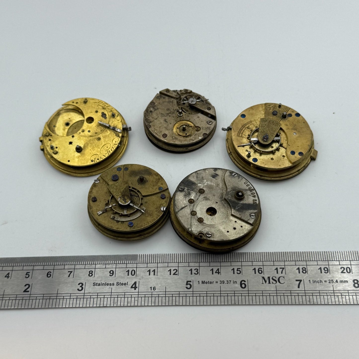 Bundle Of 5 Mixed Antique / Vintage Pocket Watch Movements PARTS REPAIR SPARES