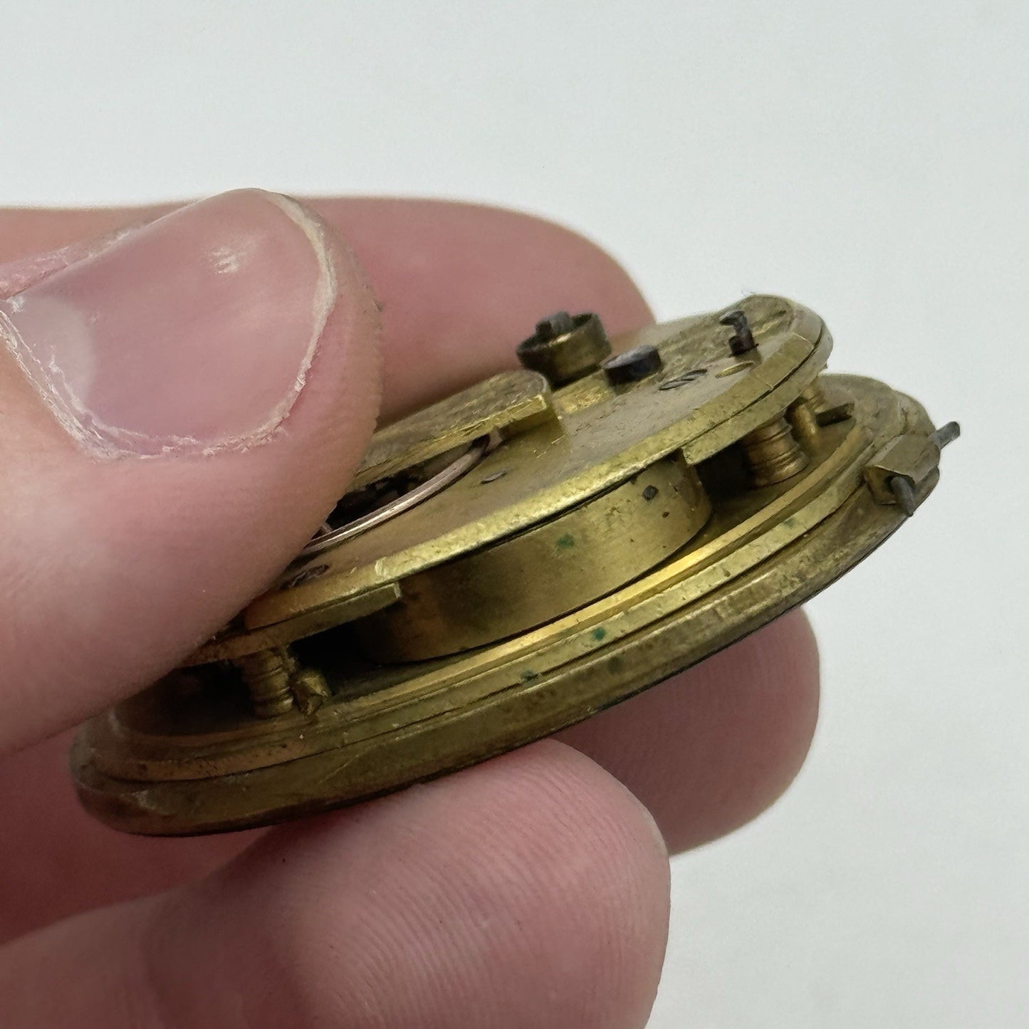 41.8mm Antique Unidentified English Fusee Pocket Watch Movement - PARTS REPAIR