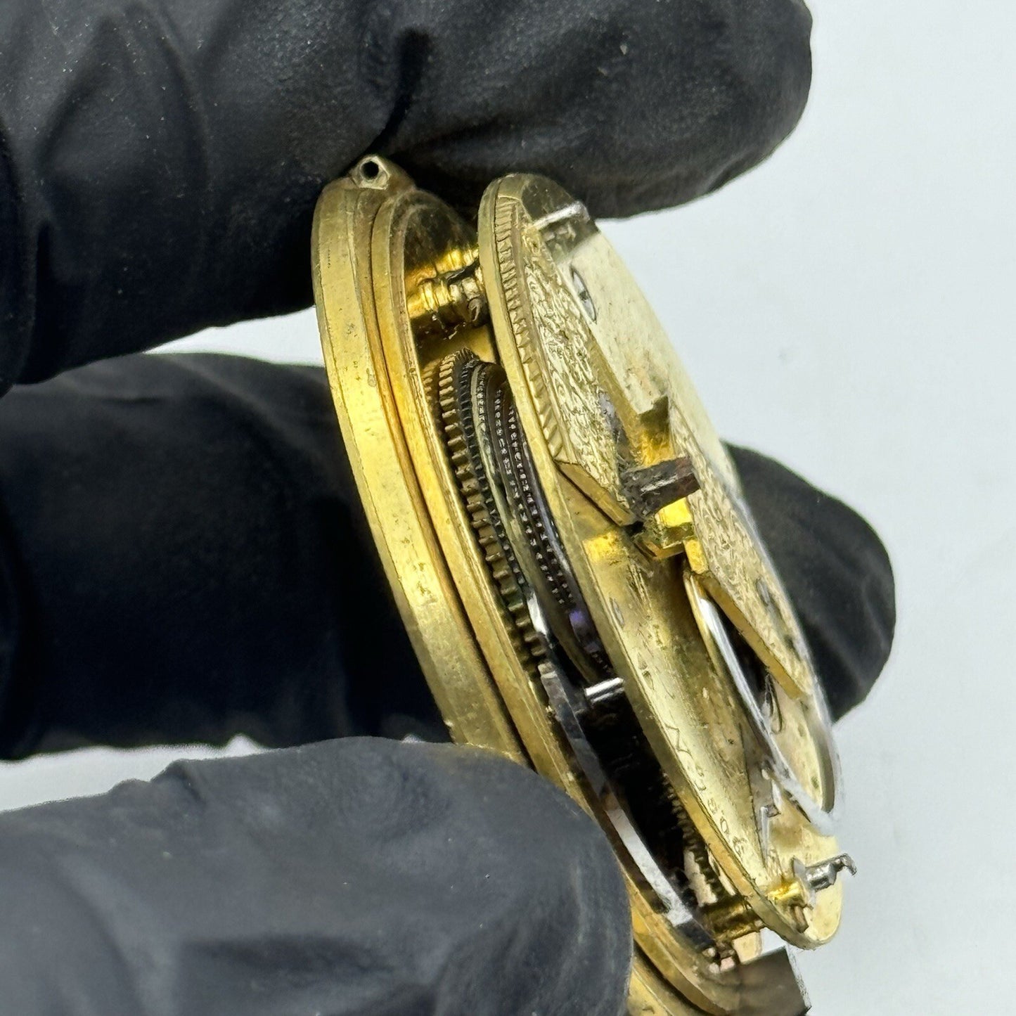 44.9mm Unidentified Quality Antique Fusee Pocket Watch Movement FOR PARTS