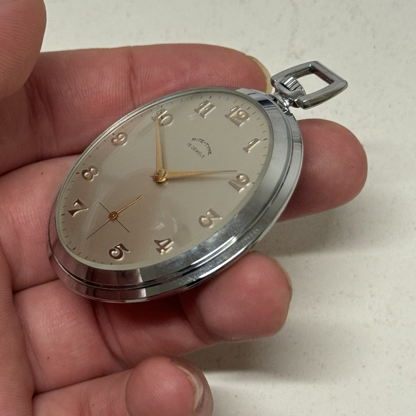 49mm Vintage NEW OLD STOCK Rite - Tyme Open Face Subdial Pocket Watch TO SERVICE