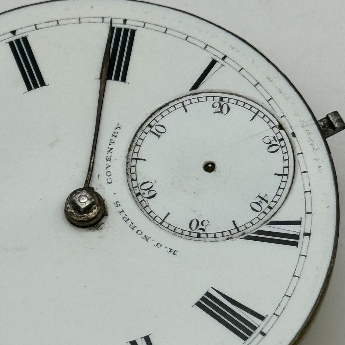 44.6mm Antique H J Norris Coventry Balance Intact Pocket Watch Movement PARTS