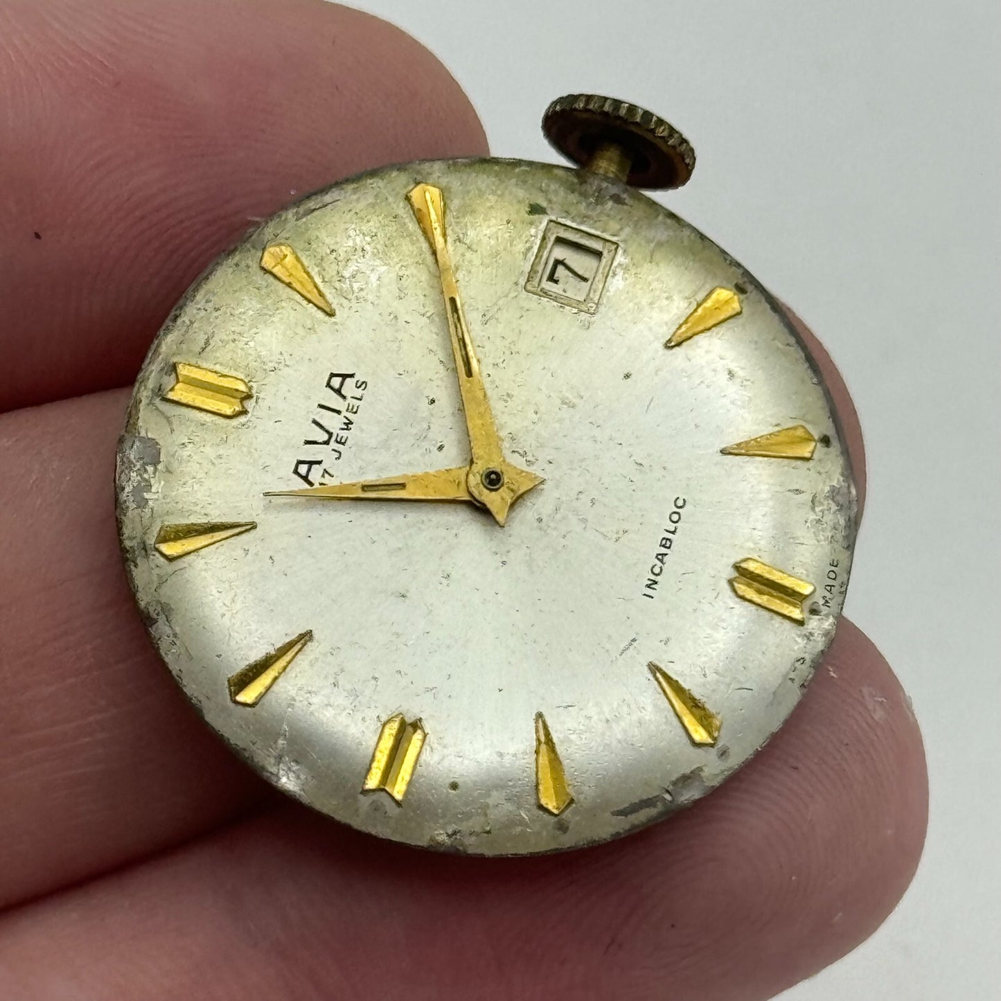 26mm Mens Avia ETA 2408 Manual Wind 17 Jewels Watch Movement PARTS REPAIR SPARE