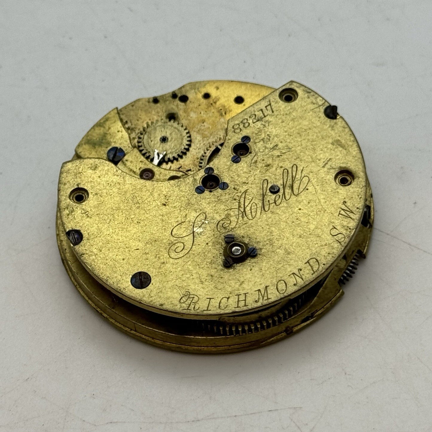 47.1mm Manual Wind Abell Richmond London Pocket Watch Movement FOR PARTS