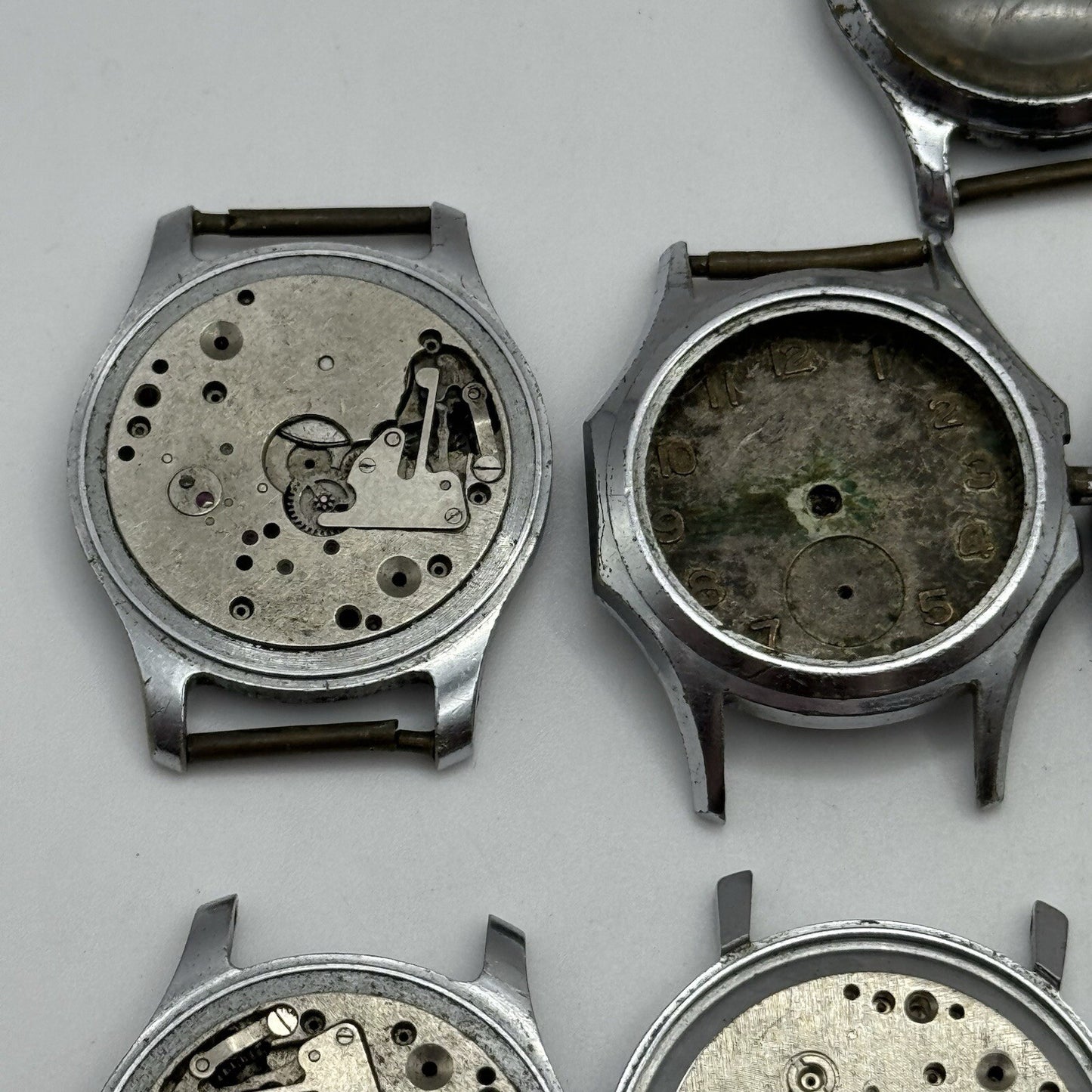 9 x Vintage Soviet Manual Wind Watch Heads For Parts Repair Job Lot Bundle