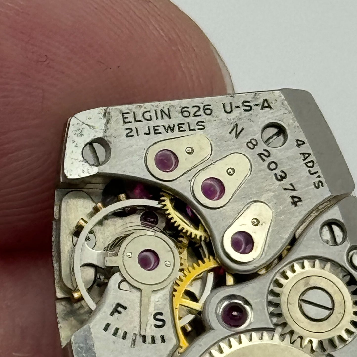 15/0s Elgin Grade 626 Model 2 Vintage American Tank Watch Movement PARTS SPARES
