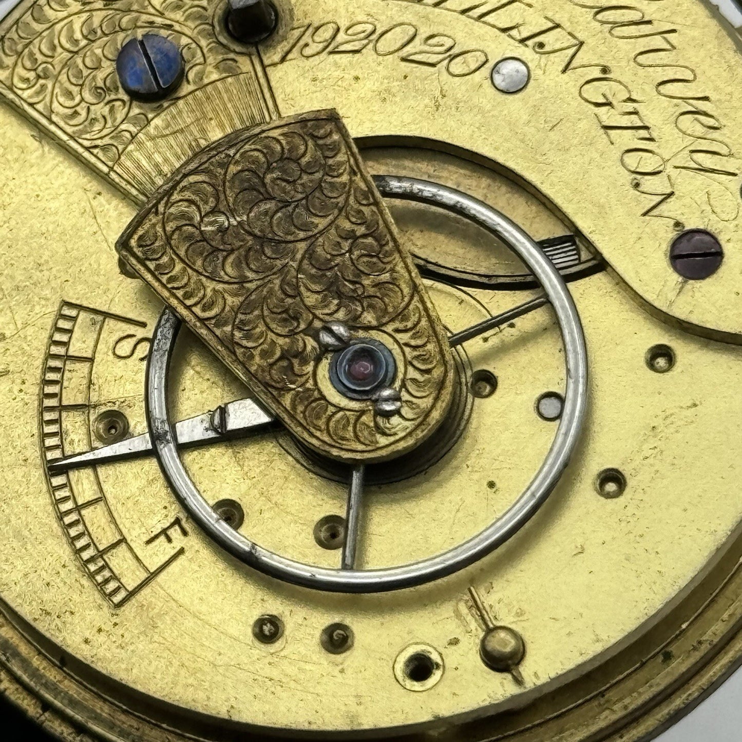 46.5mm G W Harvey Wellington Pocket Watch Movement FOR PARTS Restoration