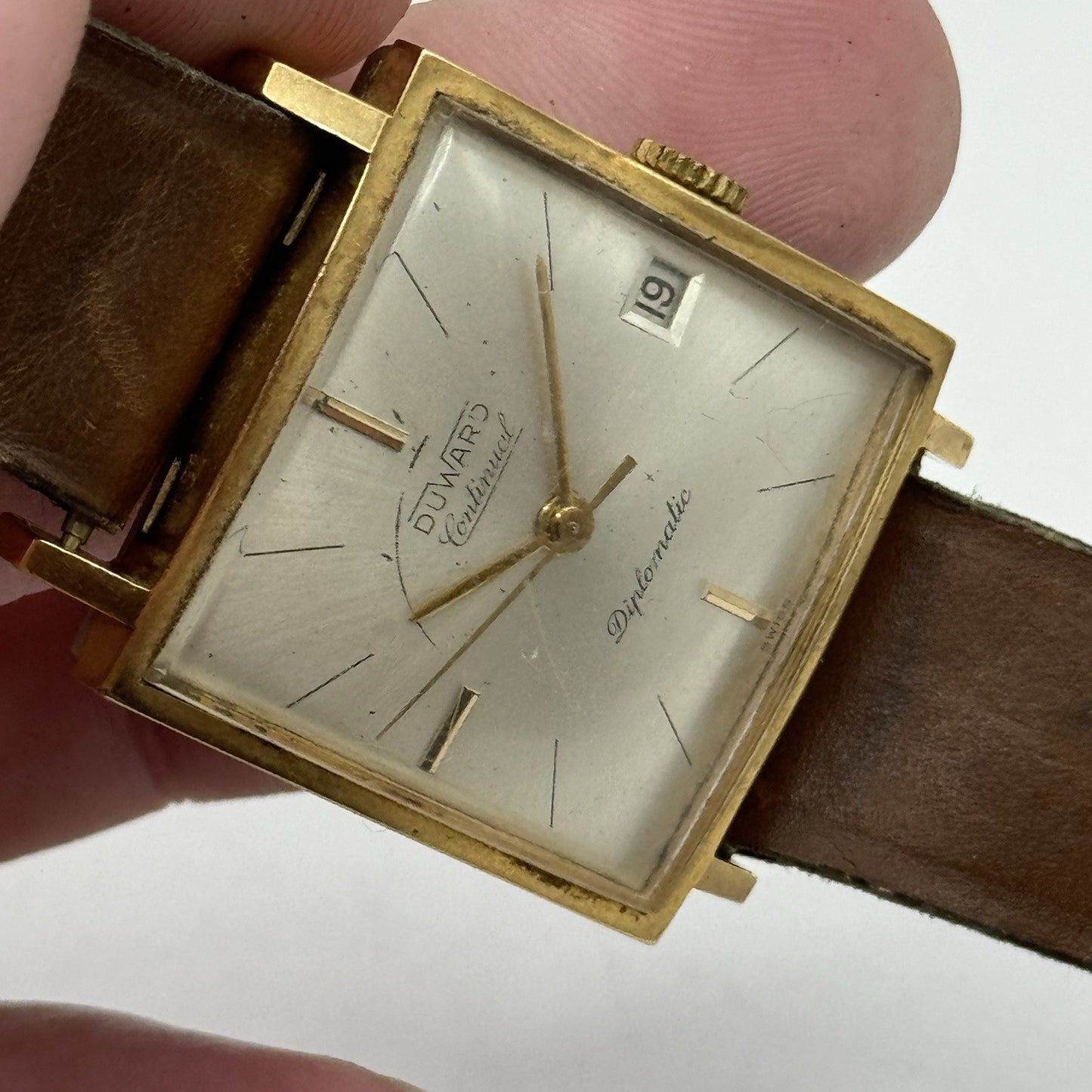 28mm Duward Diplomatic ETA 2472 Automatic Square Vintage Watch RESTORE PARTS