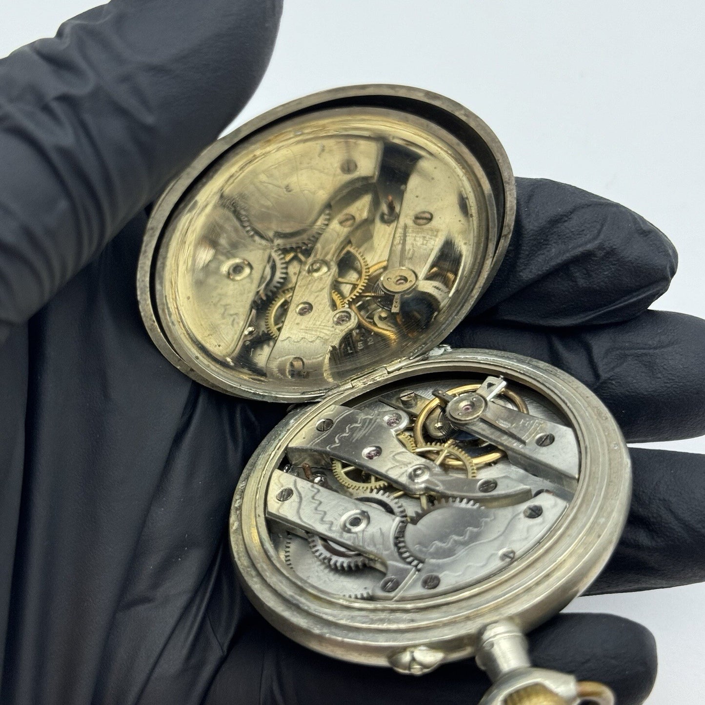 50mm Runs But Stops Antique Art Deco Case Pin Set Argentan Quality Pocket Watch