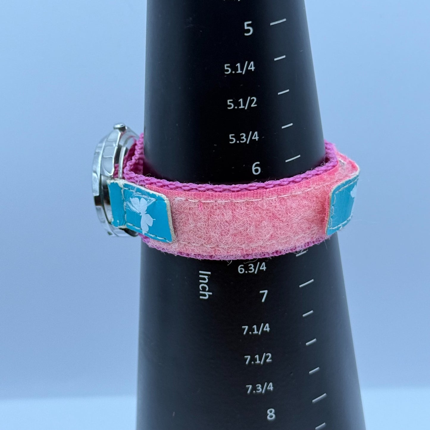 Kids Quartz Watch Blue Butterfly Design Hook & Loop Strap Working 33mm