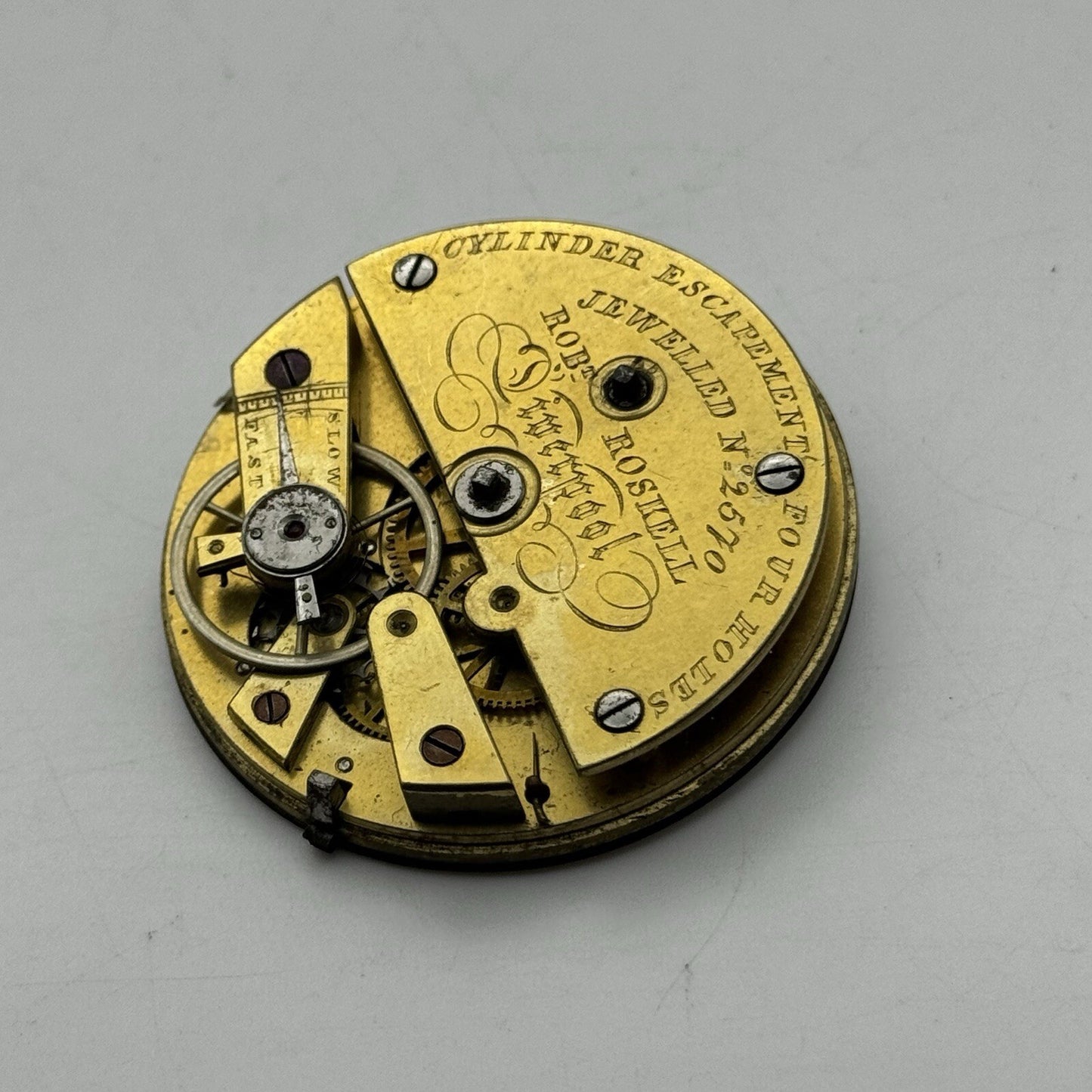 Robert Roskell Liverpool Cylinder Escapement Four Holes Pocket Watch Movement