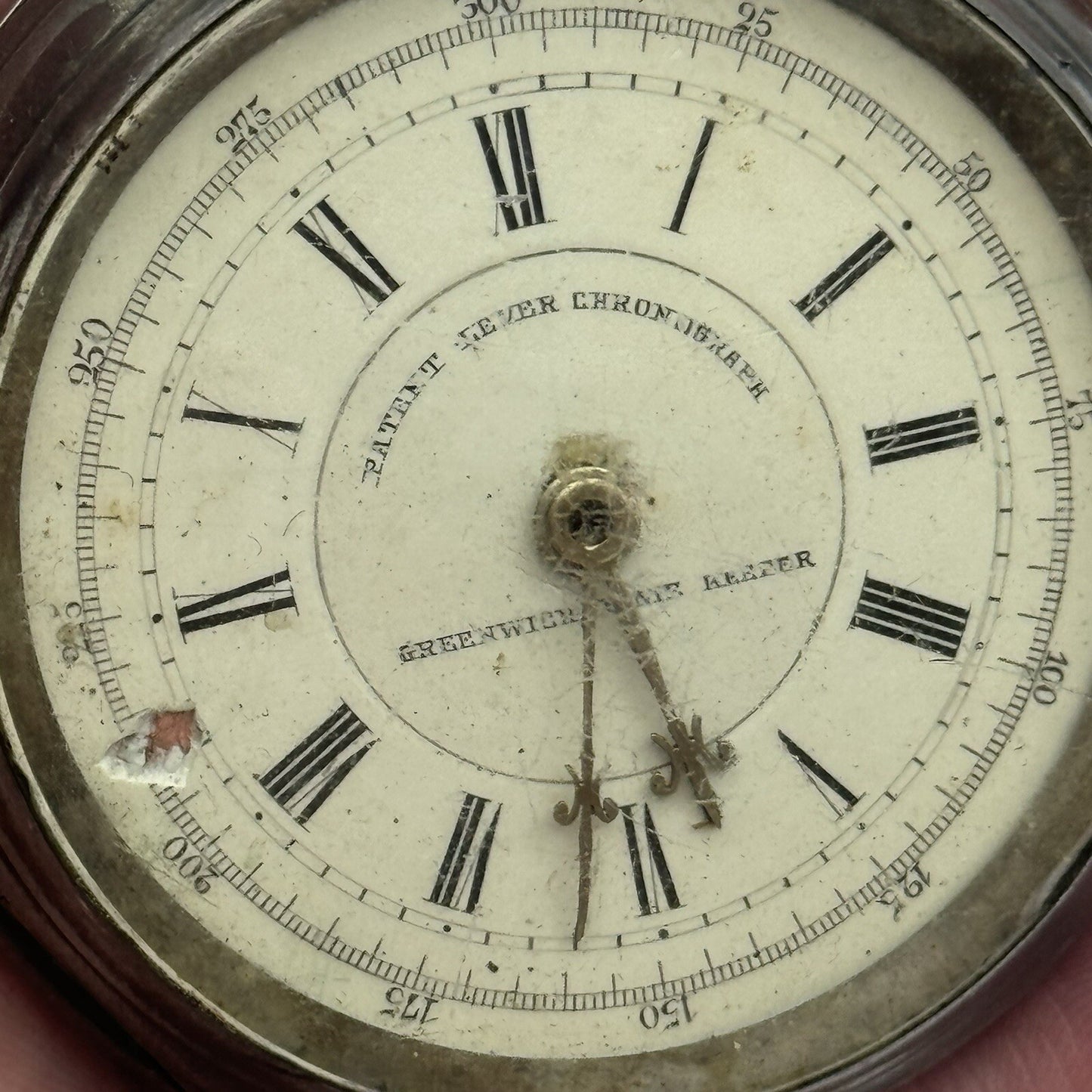 60mm Sterling Silver Patent Lever Chronograph Greenwich Time Keeper TO RESTORE