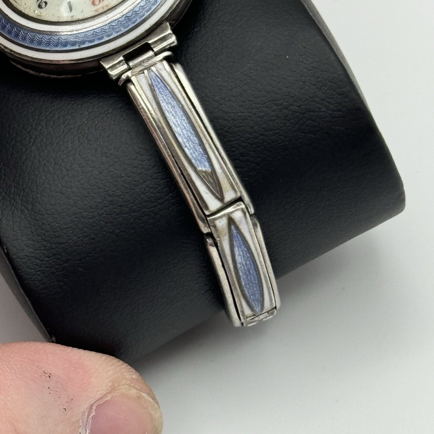 Pin Set Vintage Blue Enamel Sterling Silver 925 Ladies Trench Watch TO RESTORE