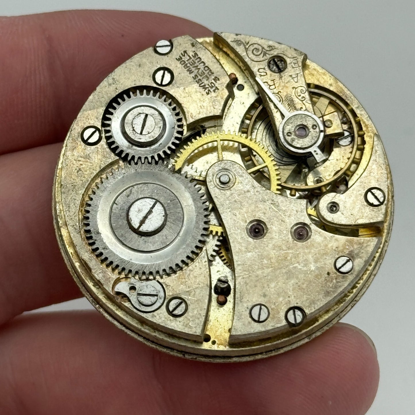 43.1mm Vintage 15 Jewels Swiss 3 Adjus Sub Seconds Pocket Watch Movement PARTS
