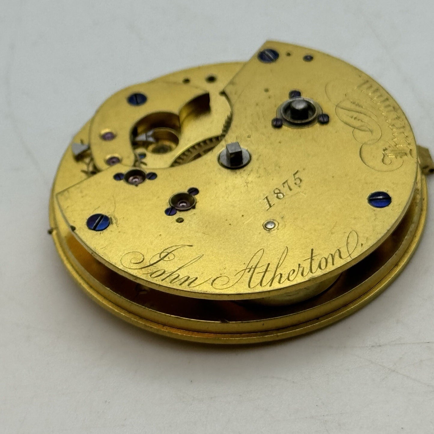 43mm Manual Wind John Atherton Liverpool Fusee Pocket Watch Movement FOR PARTS