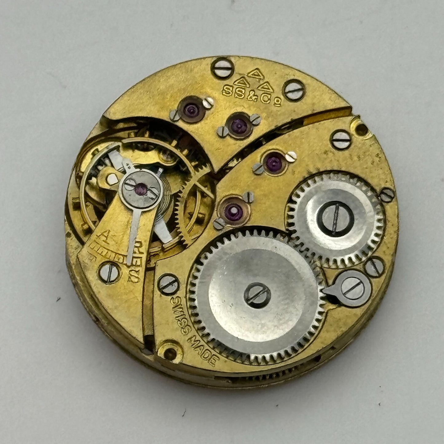 23.6mm Stauffer SS & Co Trench Watch Movement Balance Ok Manual Wind Swiss PARTS