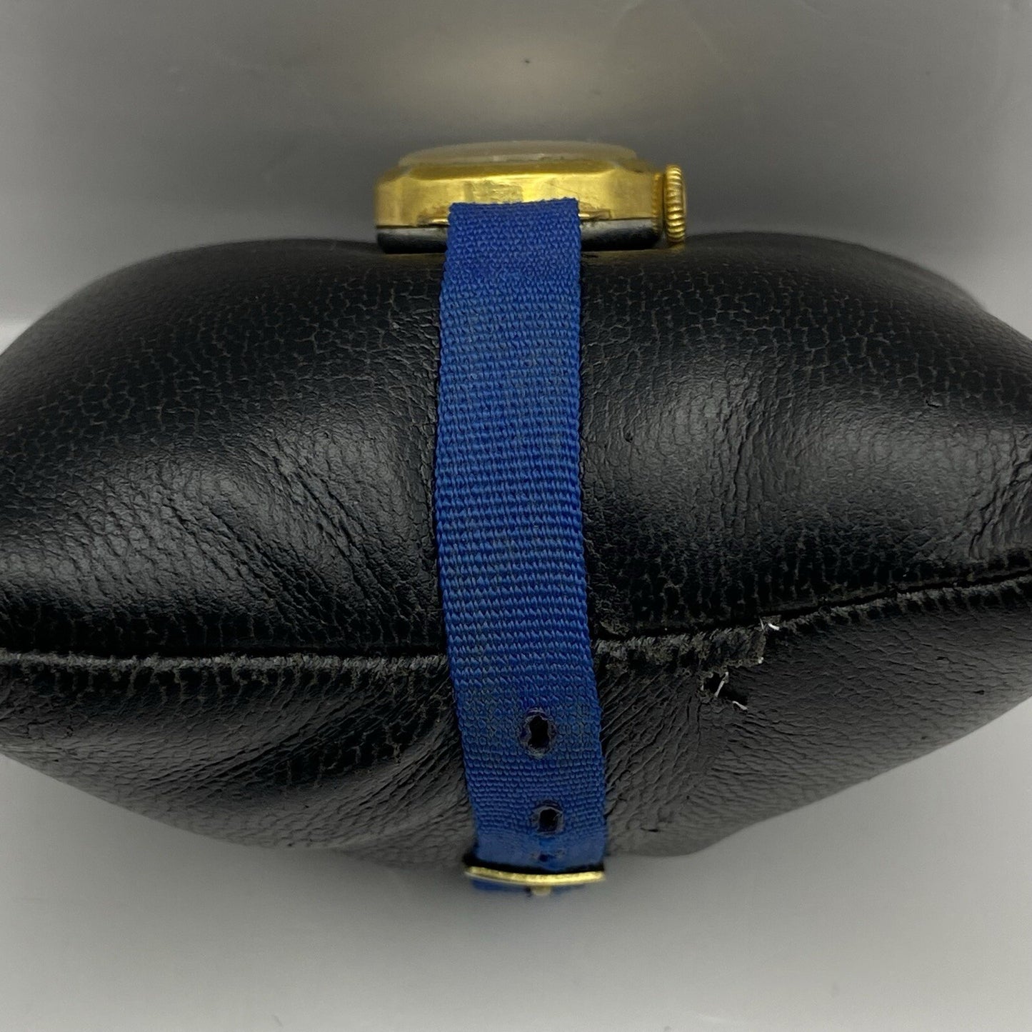 21mm Ladies Oris Cal 491 Gold Plated Blue Strap Swiss Watch FOR PARTS To Restore