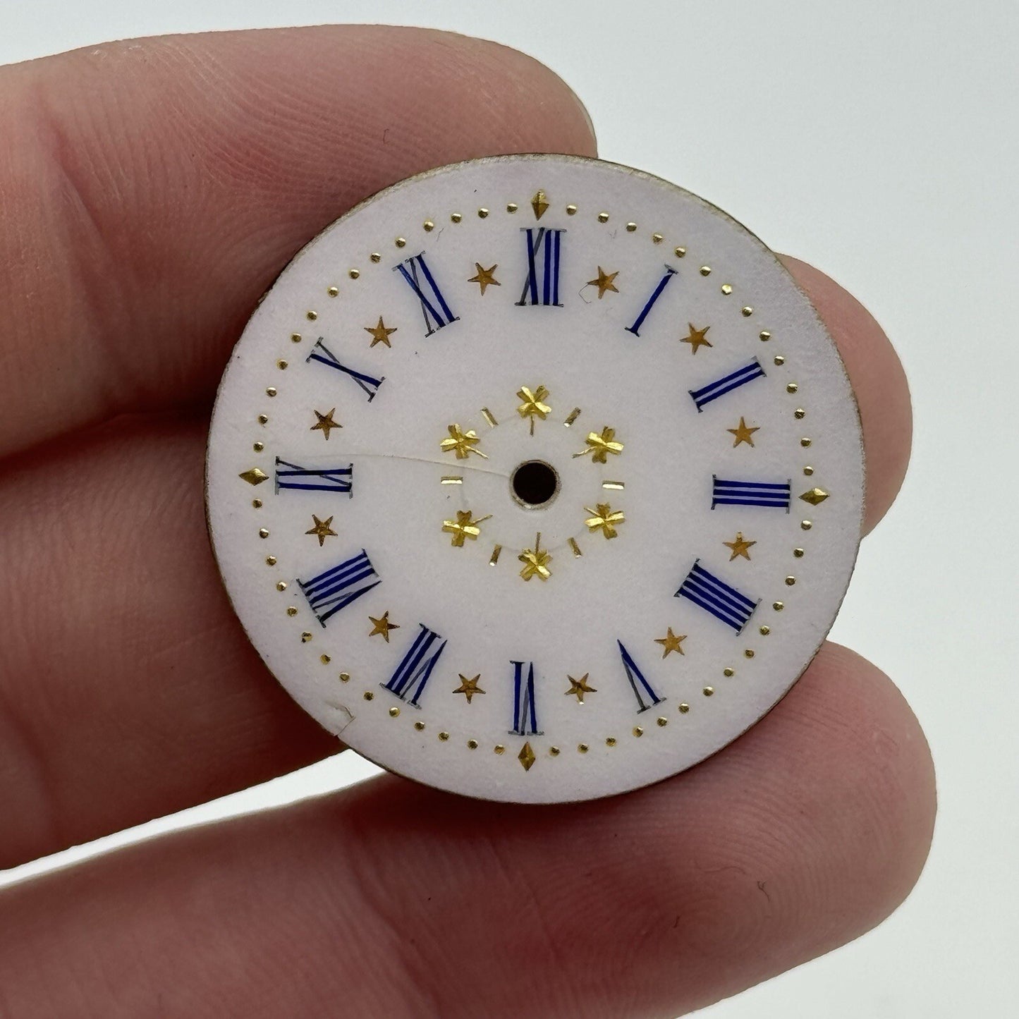 30.9mm Antique Beautiful Porcelain Patterned Pocket Watch Dial Spares Parts