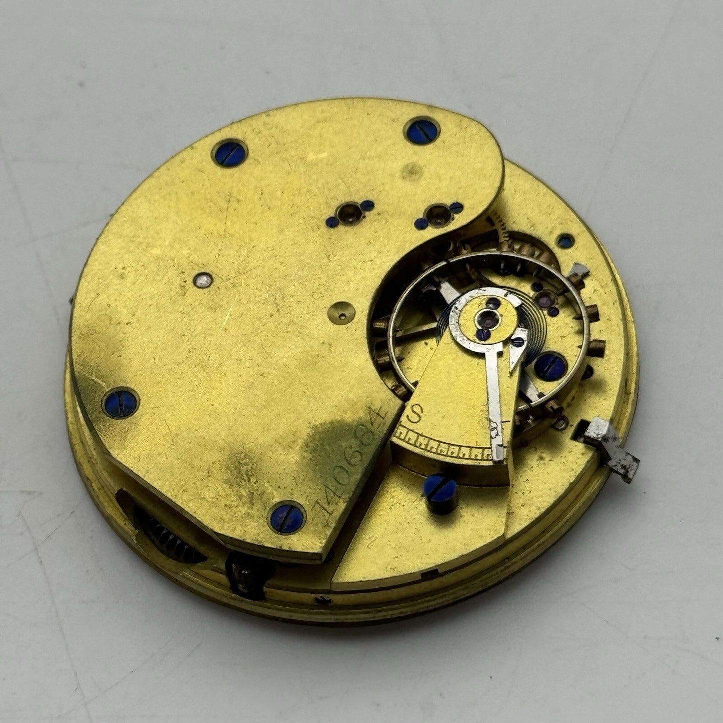 44.7mm Unidentified White Porcelain Dial Pocket Watch Movement FOR PARTS
