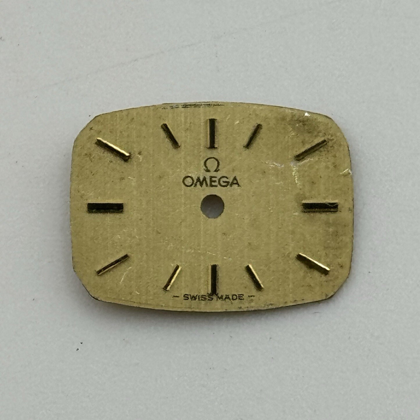 15.6mm x 11.7mm Rectangle Omega Gold Tone Ladies Wristwatch Dial Spares Parts