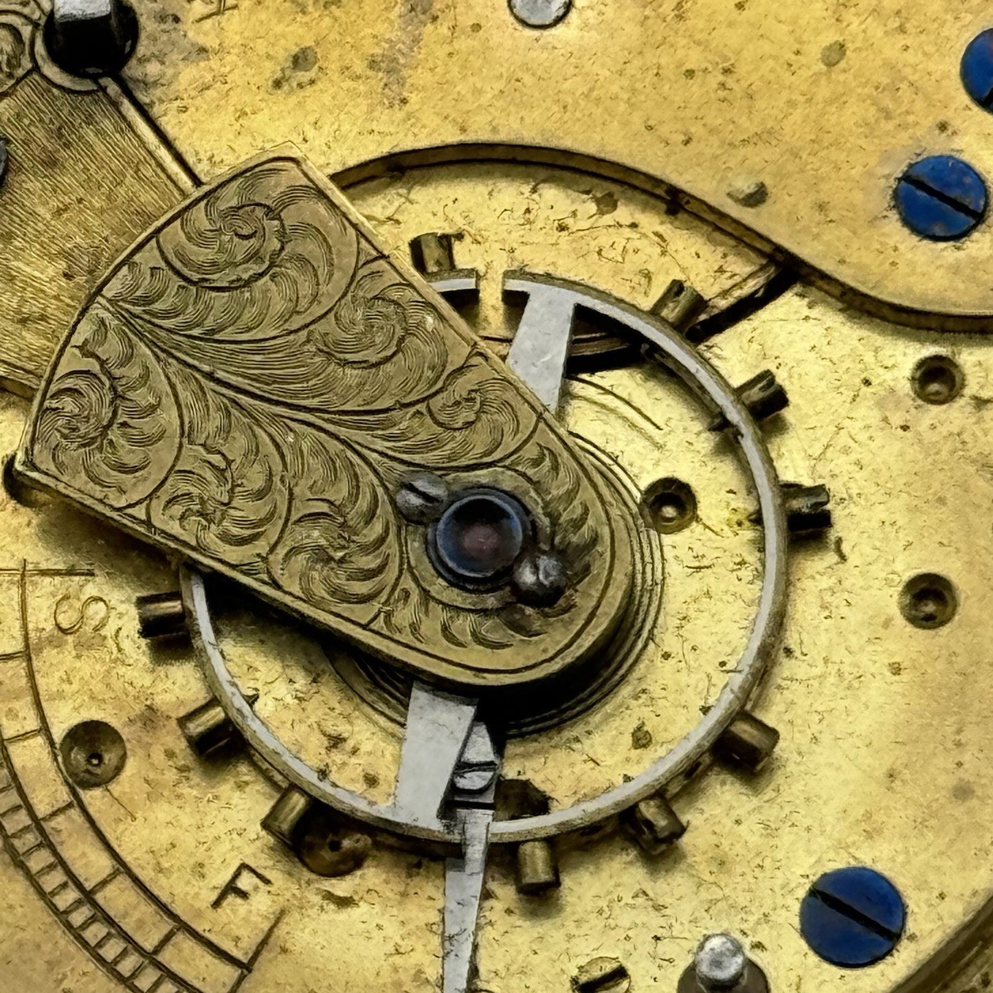 46.5mm Unidentified Pocket Watch Movement Roman Numerals Dial FOR PARTS