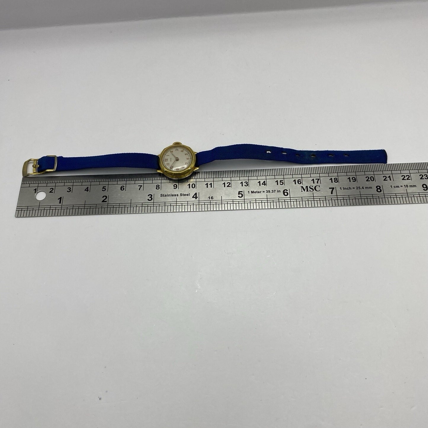 21mm Ladies Oris Cal 491 Gold Plated Blue Strap Swiss Watch FOR PARTS To Restore