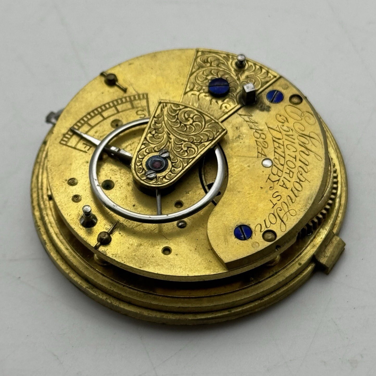43mm Manual Wind E Johnson & Son Derby Pocket Watch Movement Dial FOR PARTS