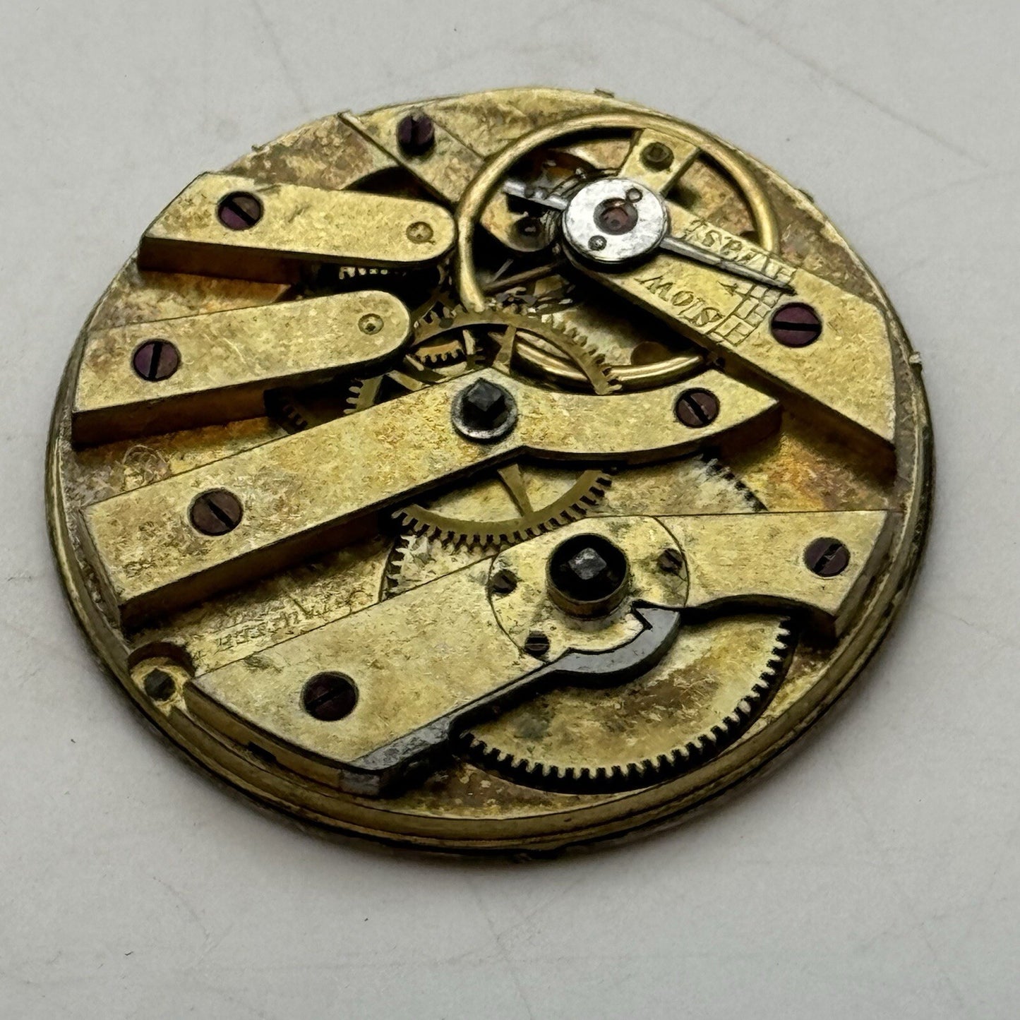 36.7mm Stauffer C X De Fonds Beautiful Dial Cylinder Watch Movement FOR PARTS
