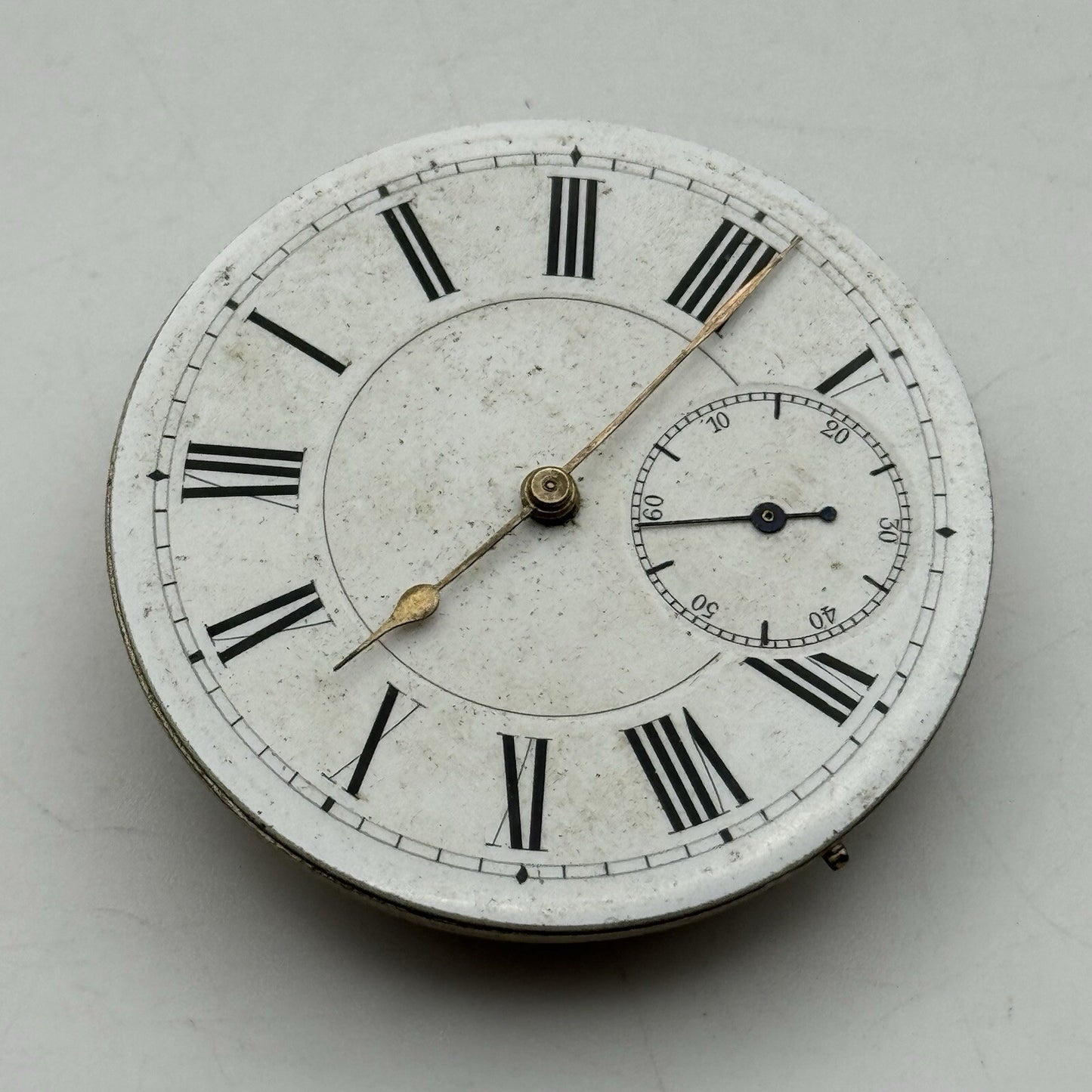 45.8mm Manual Wind Unidentified Pocket Watch Movement Dial Hands FOR PARTS