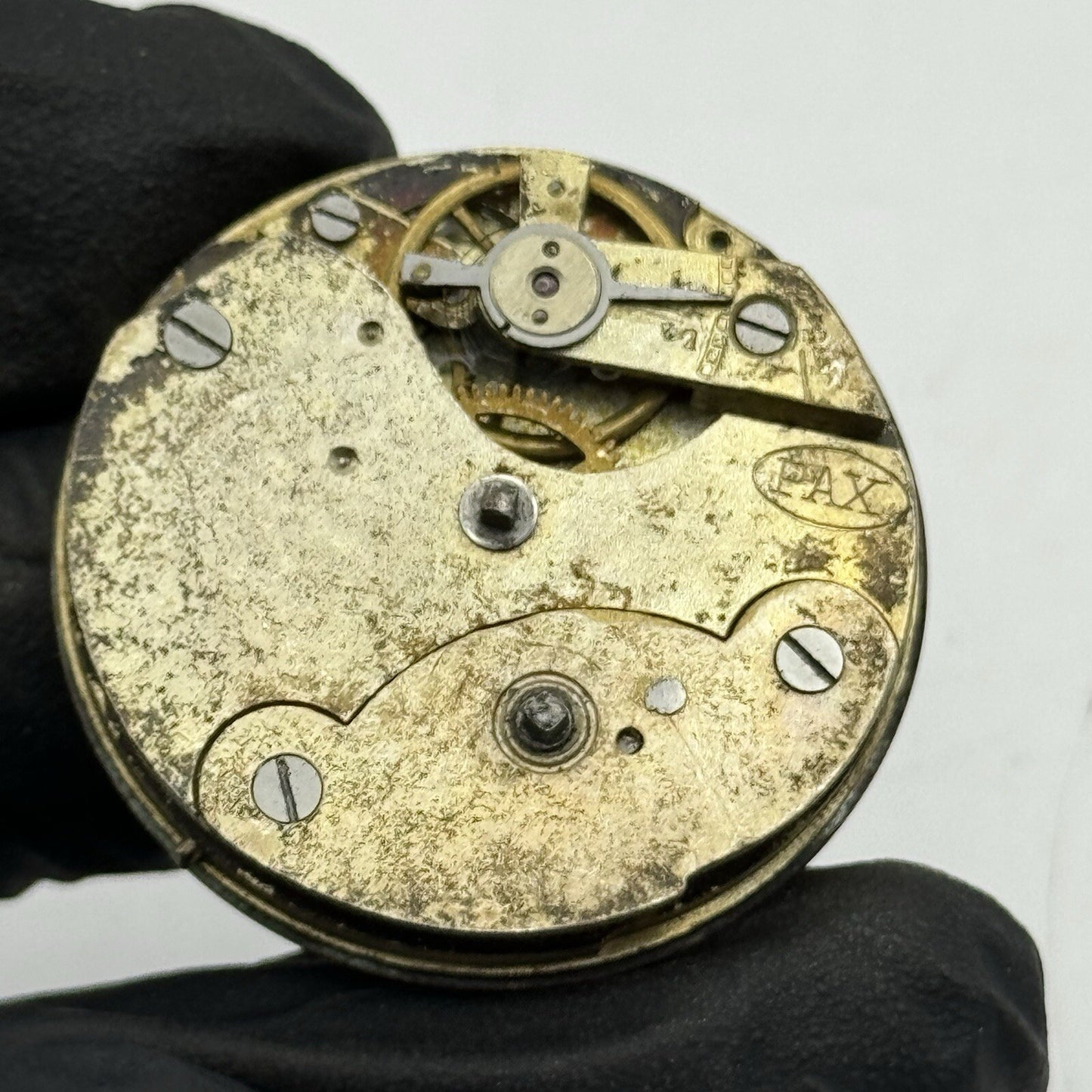 34.2mm PAX Beautiful Porcelain Dial Pocket Fob Watch Movement FOR PARTS Repair