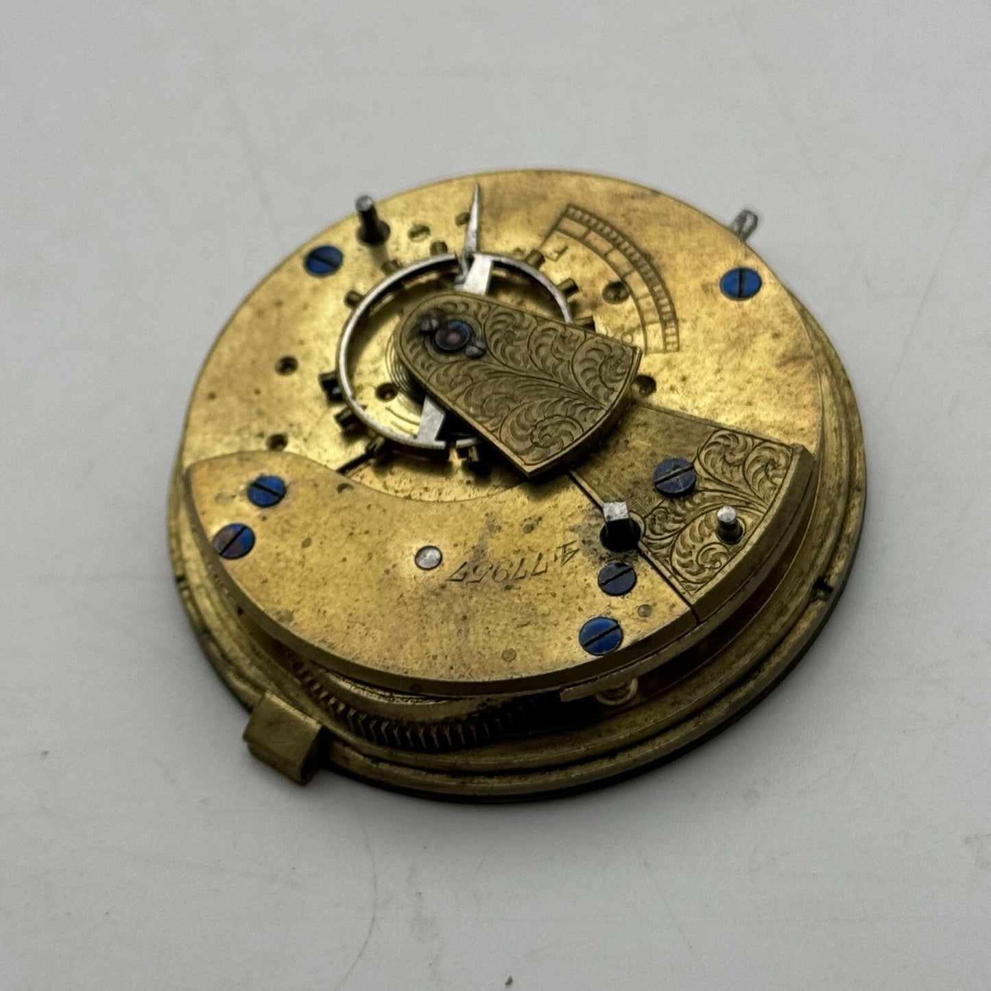 46.5mm Unidentified Pocket Watch Movement Roman Numerals Dial FOR PARTS