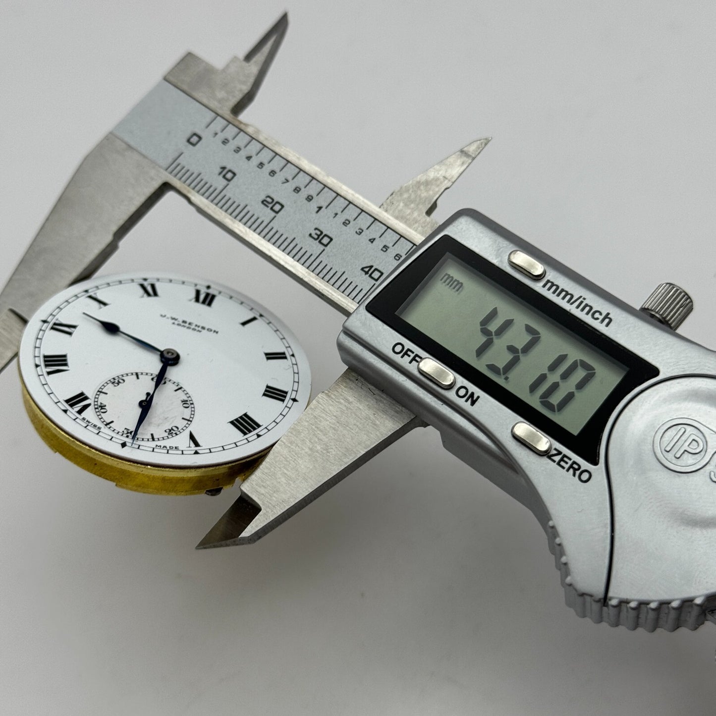 43.1mm J W Benson Ref 939a Open Face Swiss Vintage Pocket Watch Movement PARTS