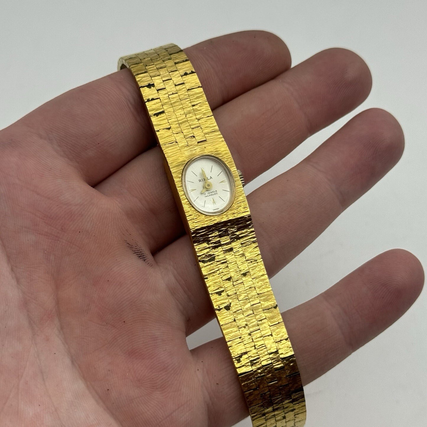 15mm Ladies Rimla Gold Plated Manual Wind Swiss Vintage Watch REQUIRES SERVICE