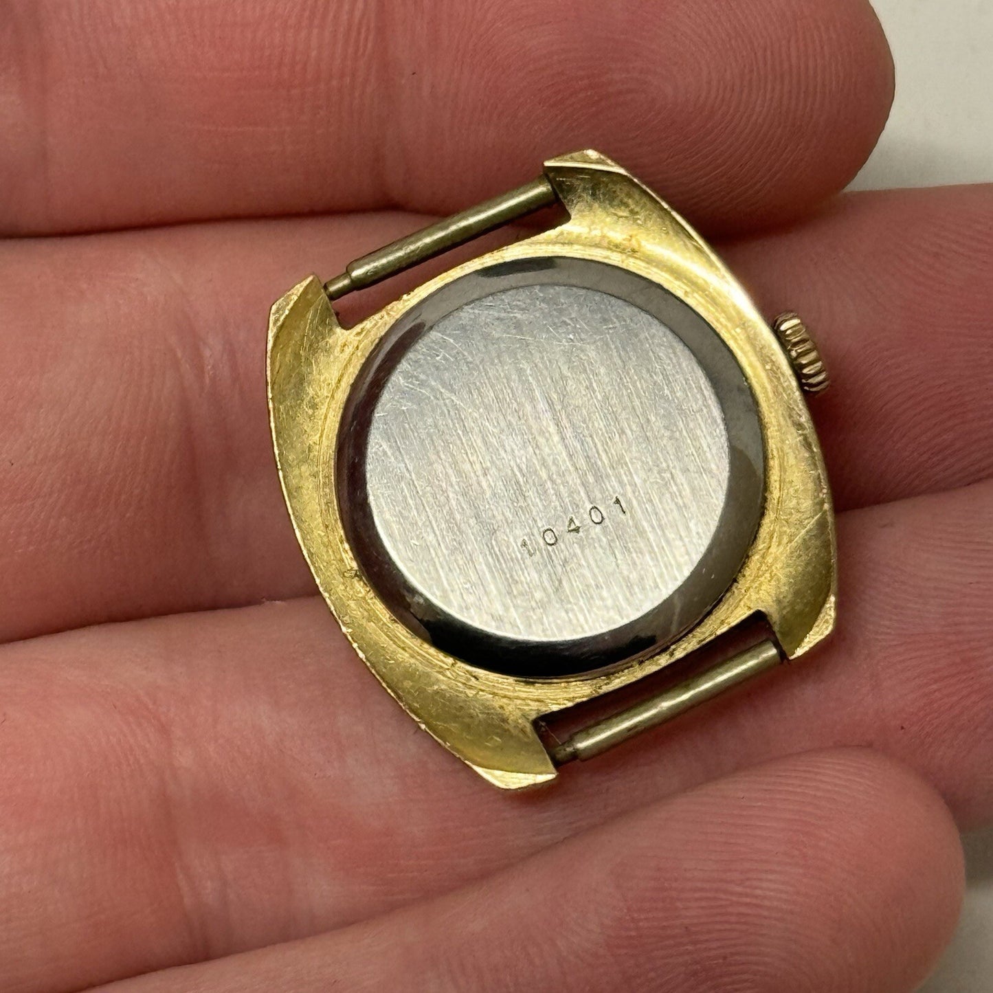24mm Ladies Manual Wind Nivada Gold Plated Watch Head RUNS FOR PARTS TO RESTORE