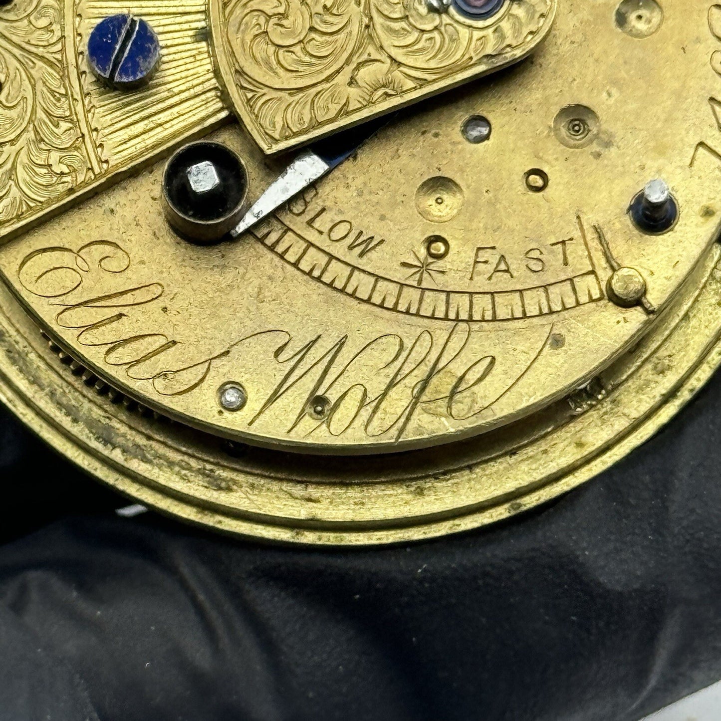 47.5mm Elias Wolfe Fusee Quality Pocket Watch Movement FOR PARTS Restoration