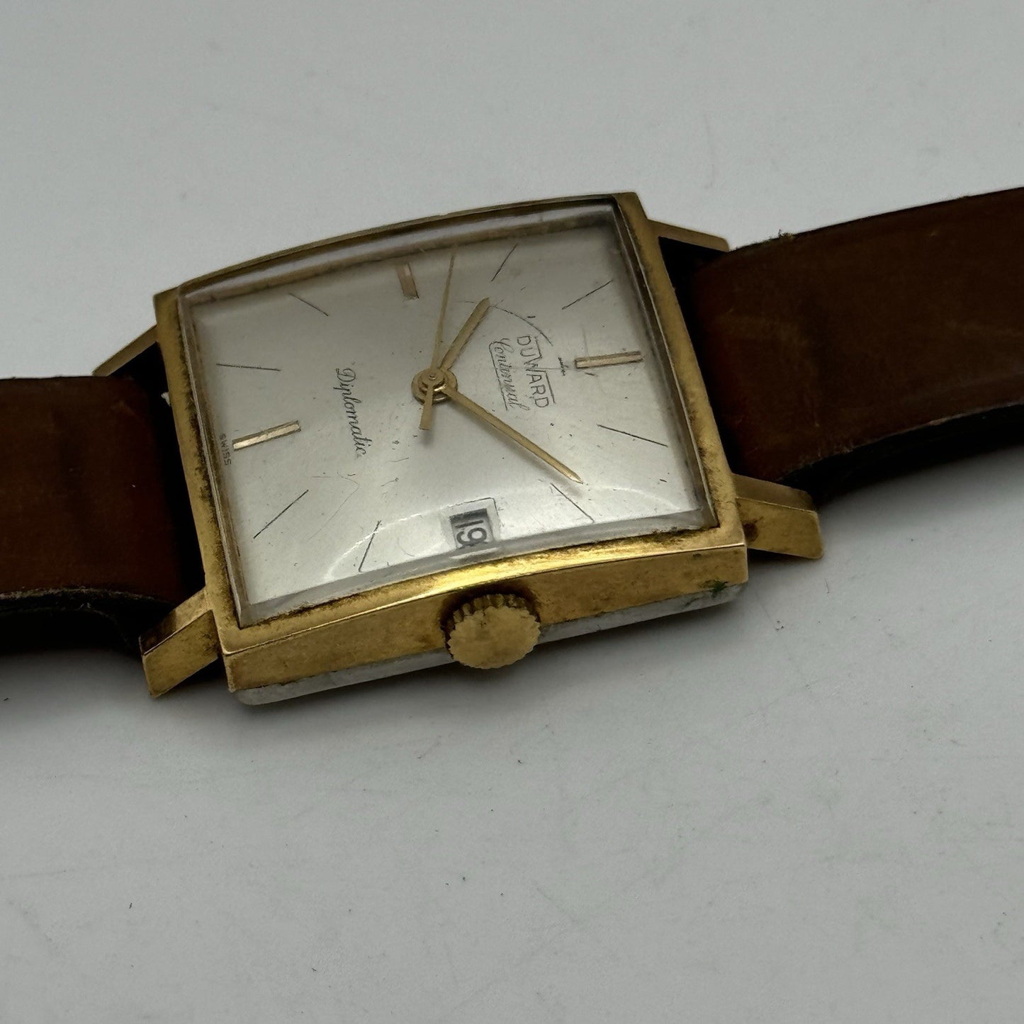 28mm Duward Diplomatic ETA 2472 Automatic Square Vintage Watch RESTORE PARTS