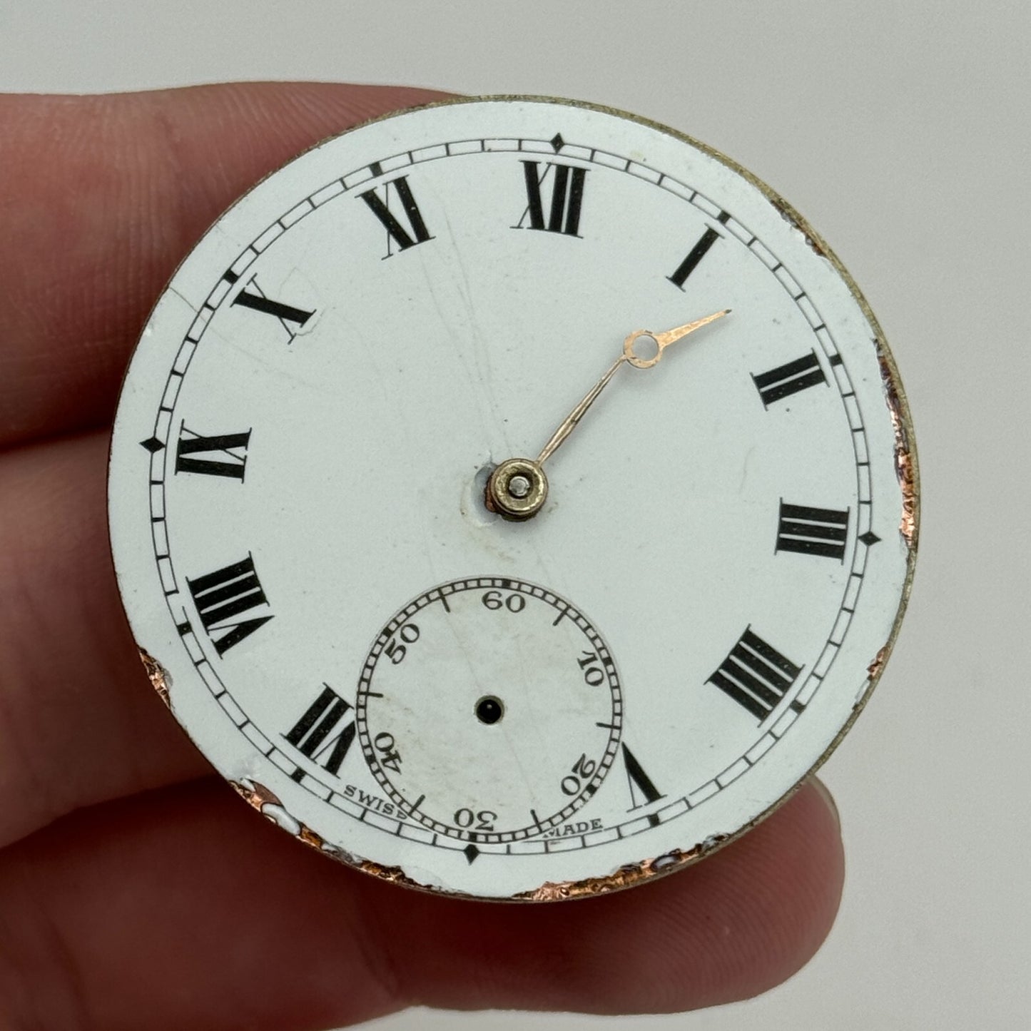 43.1mm Vintage 15 Jewels Swiss 3 Adjus Sub Seconds Pocket Watch Movement PARTS