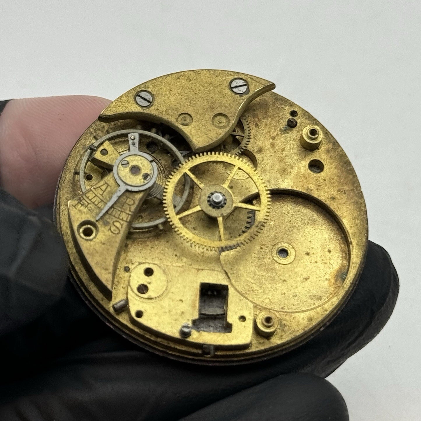42.4mm Partial Pocket Watch Movement White Porcelain Dial FOR PARTS Restore