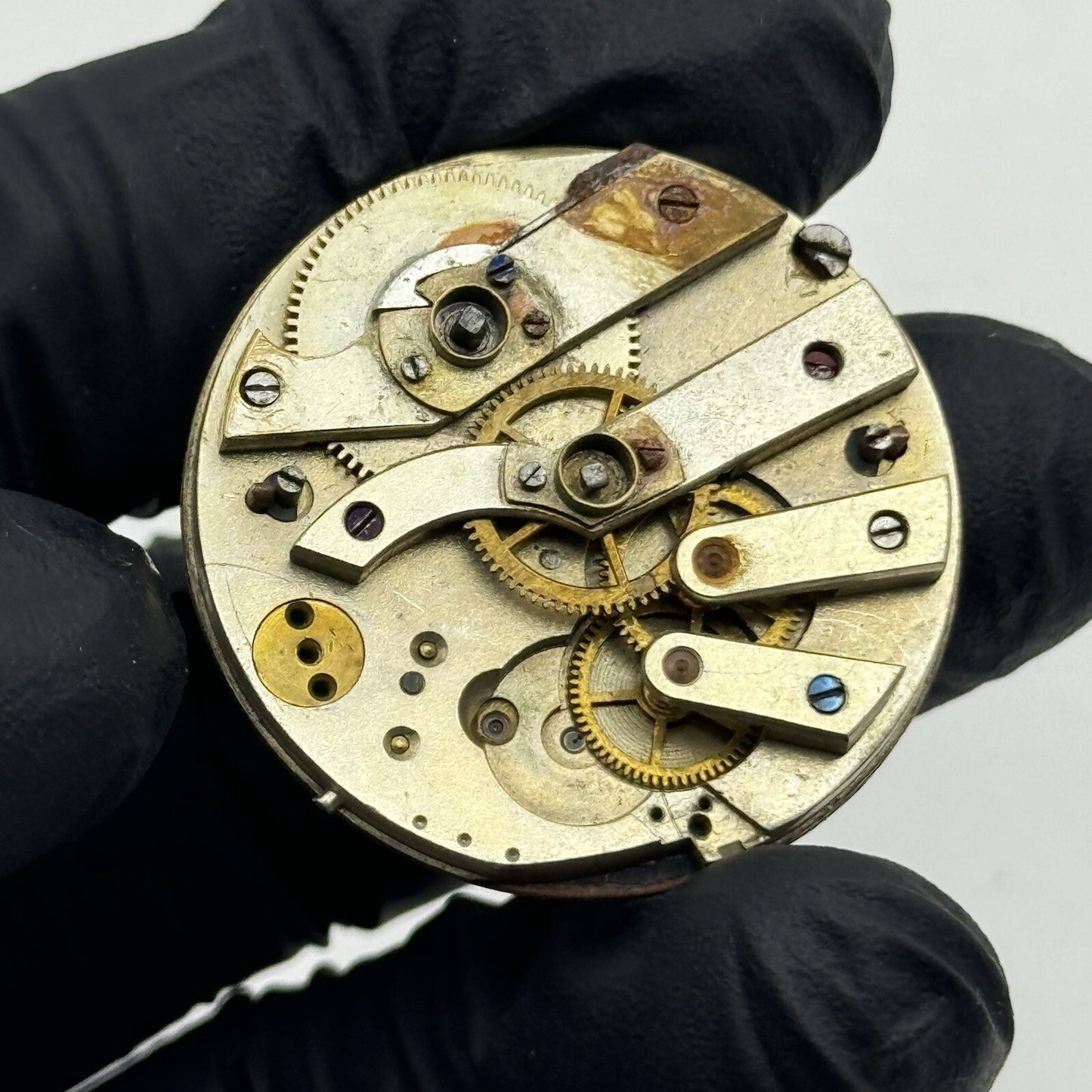 34.4mm Beautiful Patterned Dial Cylinder Pocket Watch Movement FOR PARTS