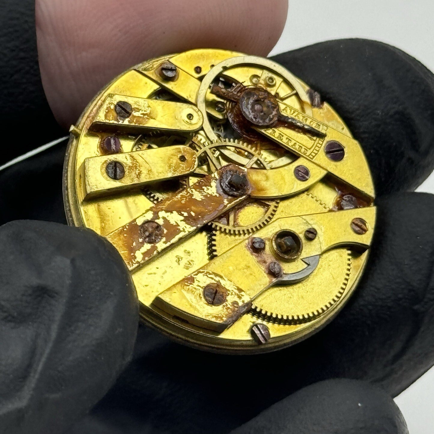 30.4mm Antique White Porcelain Dial Cylinder Watch Movement FOR PARTS