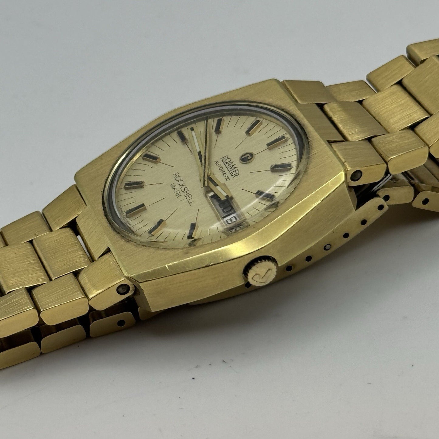 39mm Men’s Roamer Rockshell Mark I Automatic Day Date Watch Runs RESTORE