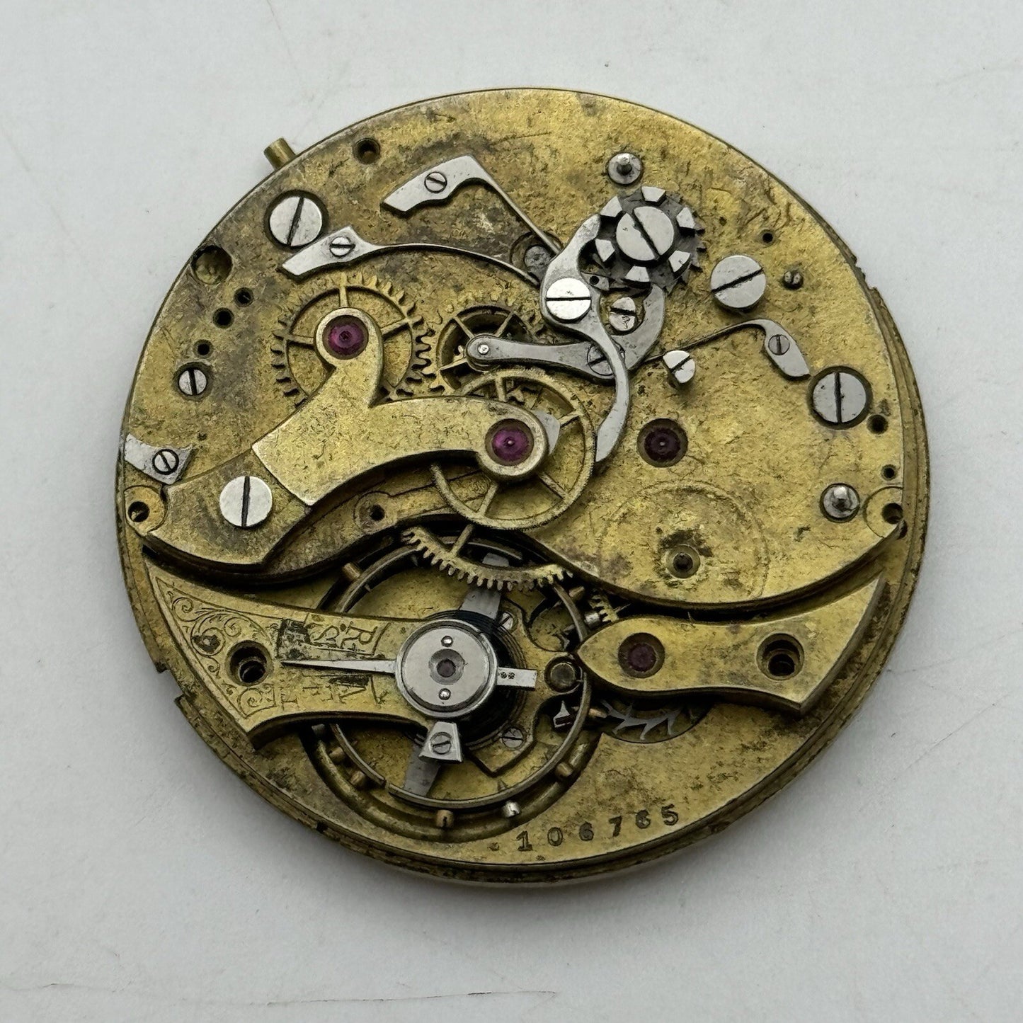 42.9mm Unidentified Chronograph Pocket Watch Movement FOR PARTS Restoration
