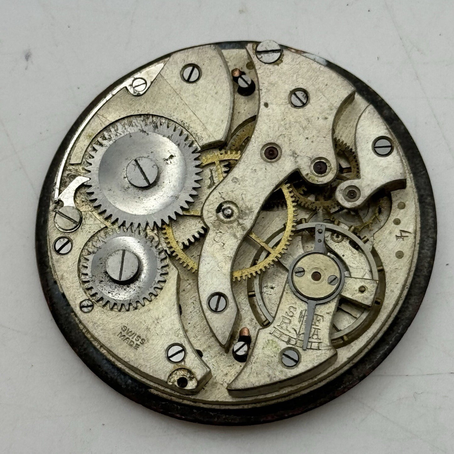 43.7mm Military Style Dial Top Wind Pocket Watch Movement FOR PARTS